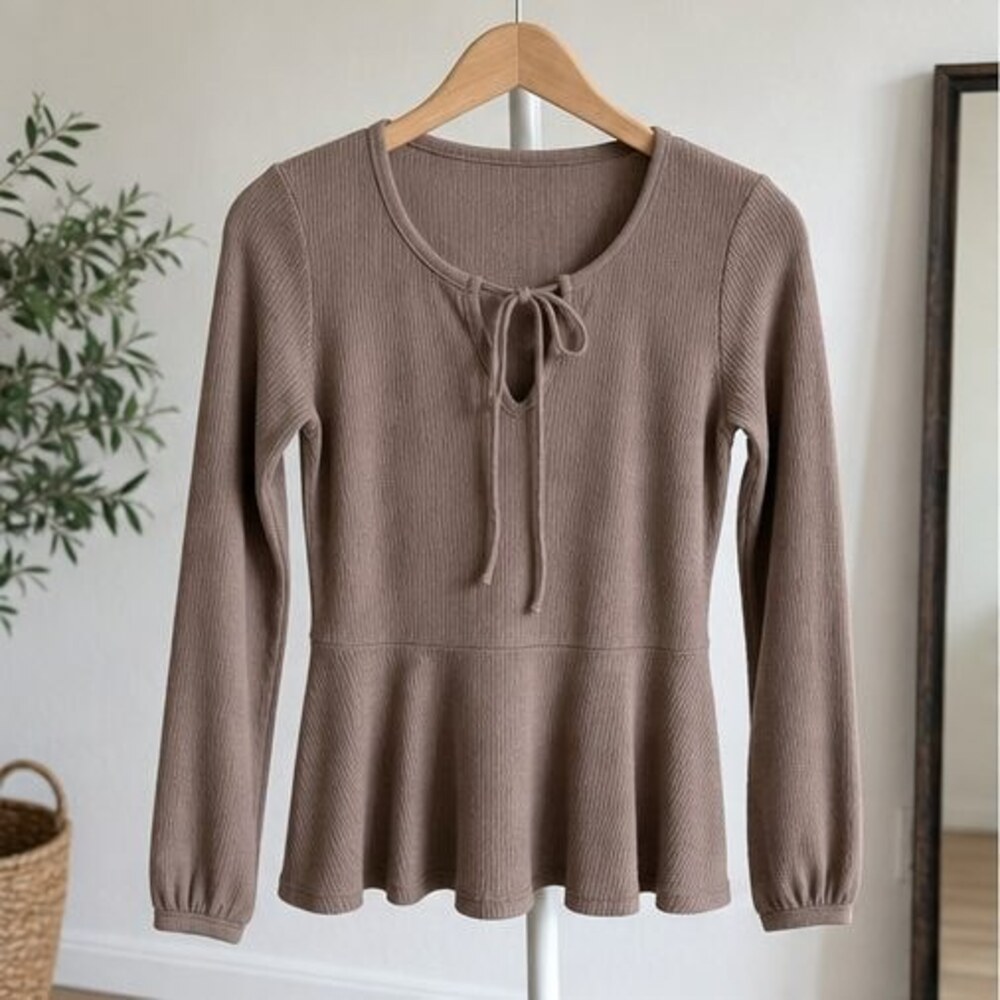 Taupe Button Blouse